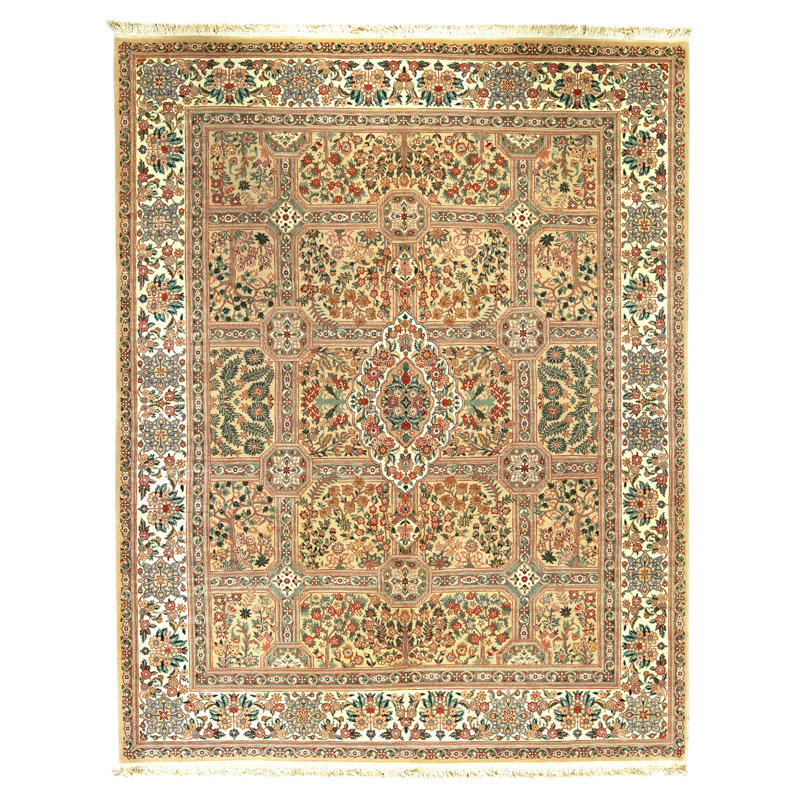 Tapis beige et ivoire noué à la main de haute qualité