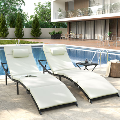 Chaise longue d'extérieur avec table Willi