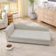 Canapé surdimensionné pour chiens de taille moyenne / grande - dossier moderne à vagues irrégulières, accoudoir simple, tissu en lin respirant de qualité supérieure, coussin doux et pieds en plastique bas - beige-1135195203