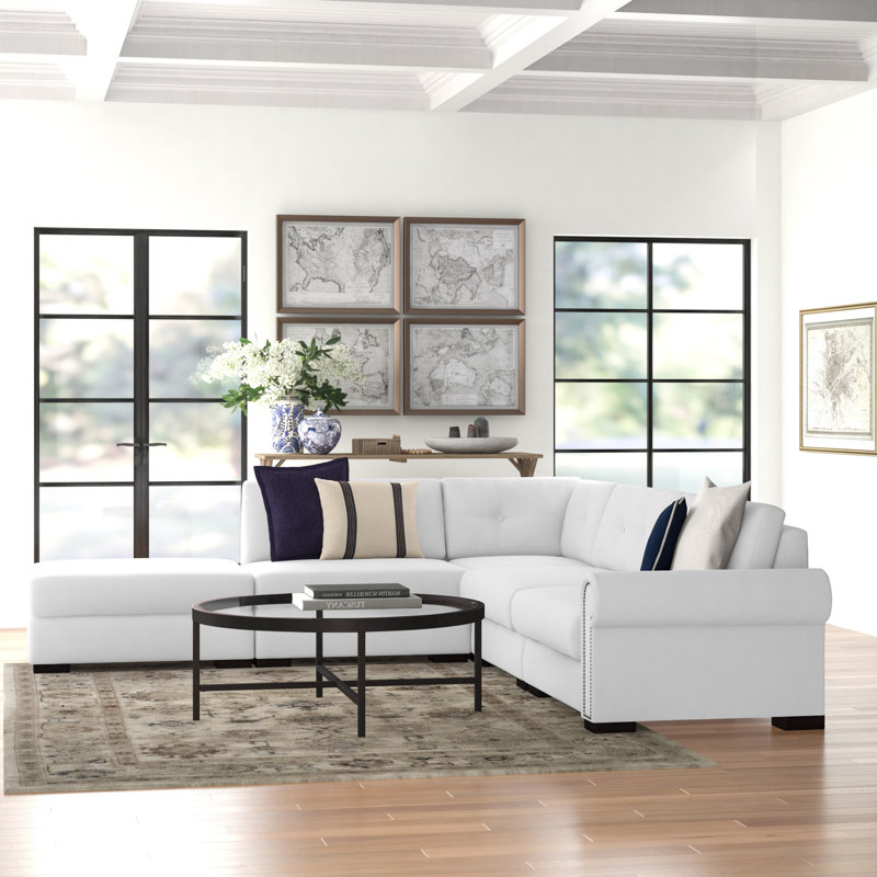 Canapé modulaire en coin de 121 po Mosely, Blanc cassé Revolution®, Face à la gauche
