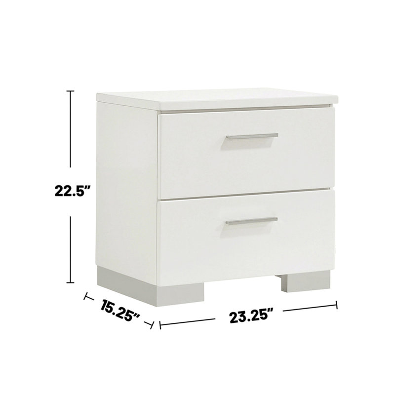 Table de chevet 2 tiroirs au fini blanc ultrabrillant