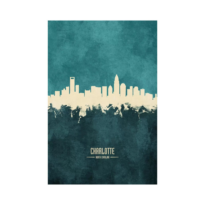 Charlotte North Carolina Skyline by Michael Tompsett - Wrapped Canvas Print, 30.48cm H x 20.32cm W x 1.91cm D
