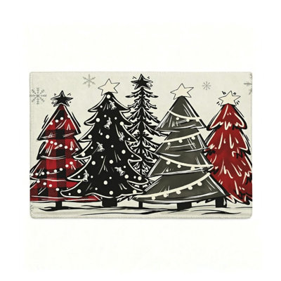 Tapis décoratif Winter Snowy Pine Tree, 47 po x 31 po, pour la pièce