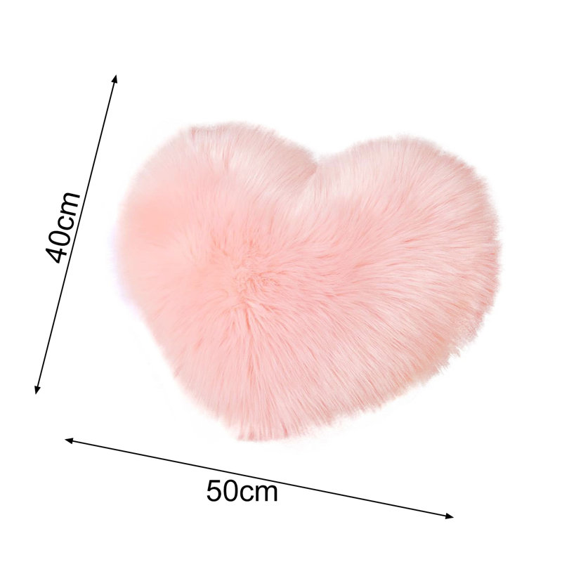 Pillow Doll Soft Texture Wide Application PP Cotton Decorative Heart Shaped Sofa Cushion Cover, Light Pink