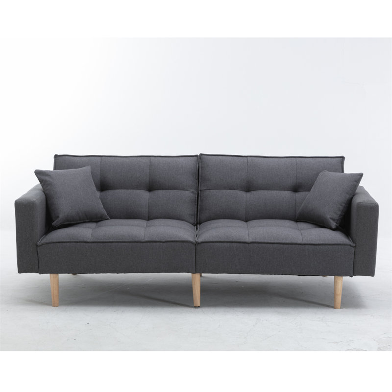 Nakaria 76'' Reception Sofa, Dark Gray Velvet