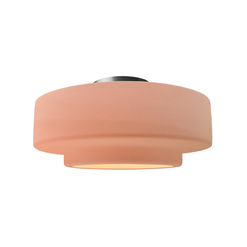 Plafonnier semi-encastré Radiance, H 7,25 po x l 14,5 po x P 14,5 po, Rosé brillant, Nickel brossé
