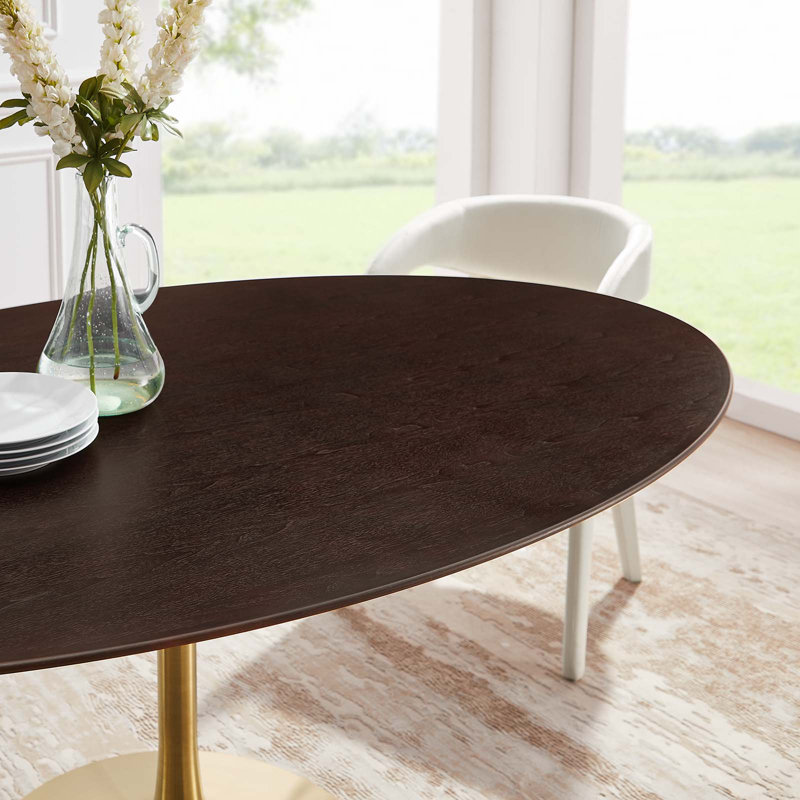 Table de salle à manger Lippa par Modway, Noyer cerise, Or, L 60 po x l 40 po
