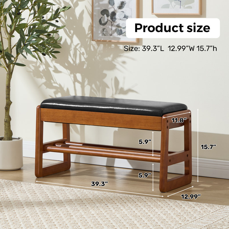 Entryway Shoe Organizer Bench with Open Storage, BLACK