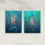 Cute Kids Bedroom Fairytale Mermaid Sea Princess Wildlife Landscape - 2 Piece No Frame Print Set-88622381