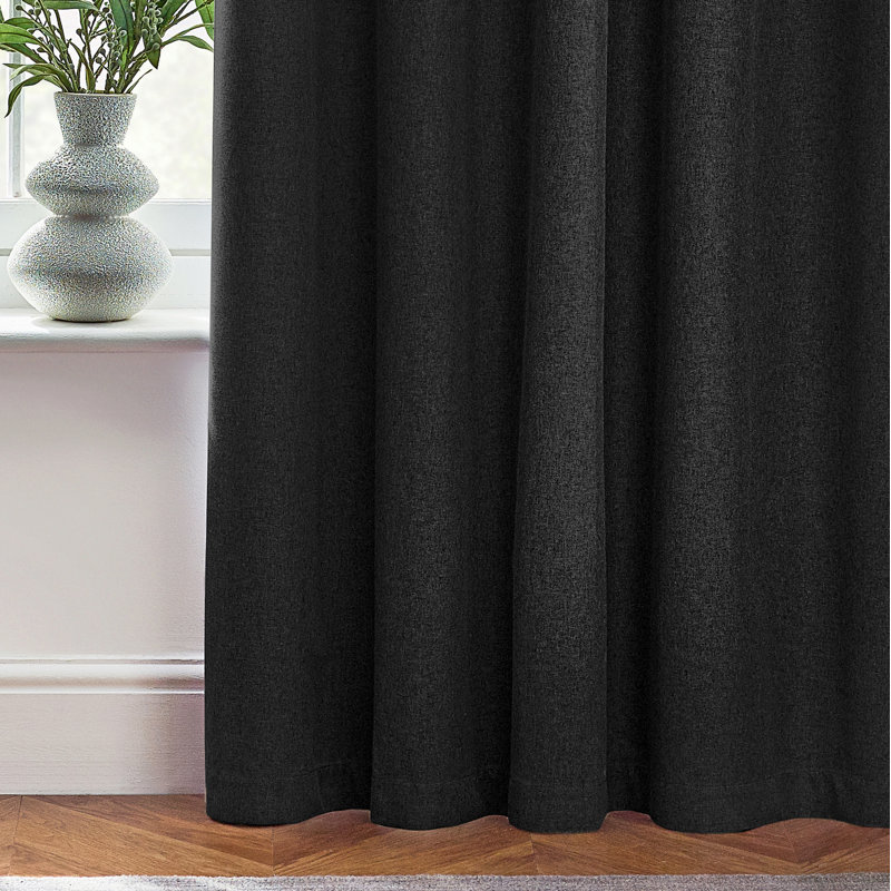 Dawn 100% Blackout Thermal Eyelet Curtains, 229cm Width x 183cm Drop, Black