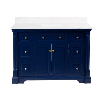Fossen 48" Single Bathroom Vanity with Royal Blue Cabinet and Engineered Marble Countertop
