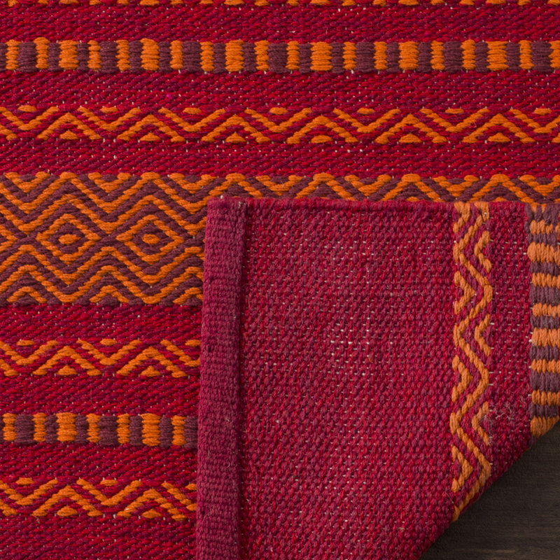 Bokard Hand Woven Cotton Striped Rug, Square 6'