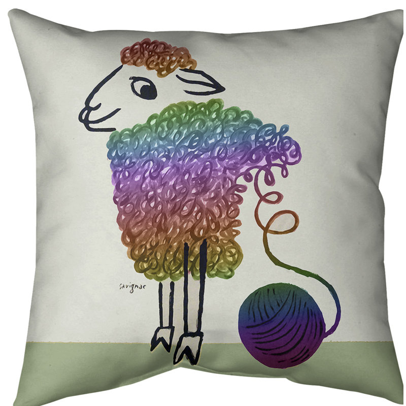 Housse de coussin en laine, H 18 po x l 18 po, Arc-en-ciel, Sergé de coton