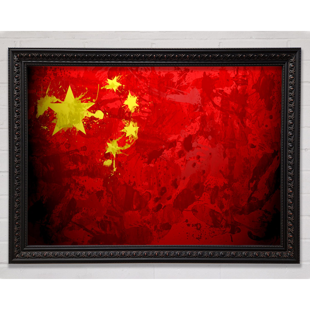 China Flagge Grunge - Einzelner Bilderrahmen Kunstdrucke