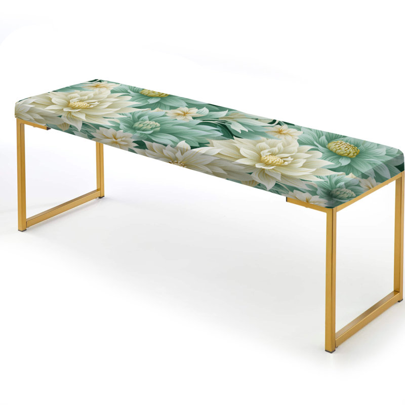 Banc rembourré or, Bohemian Dream Emerald Dahlia Pattern I 