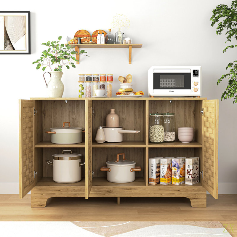 Armoire de rangement avec 3 portes, buffet de rangement en bois avec tablette réglable, armoire d'appoint anti-basculement pour salon, couloir, entrée, salle à manger, chambre à coucher