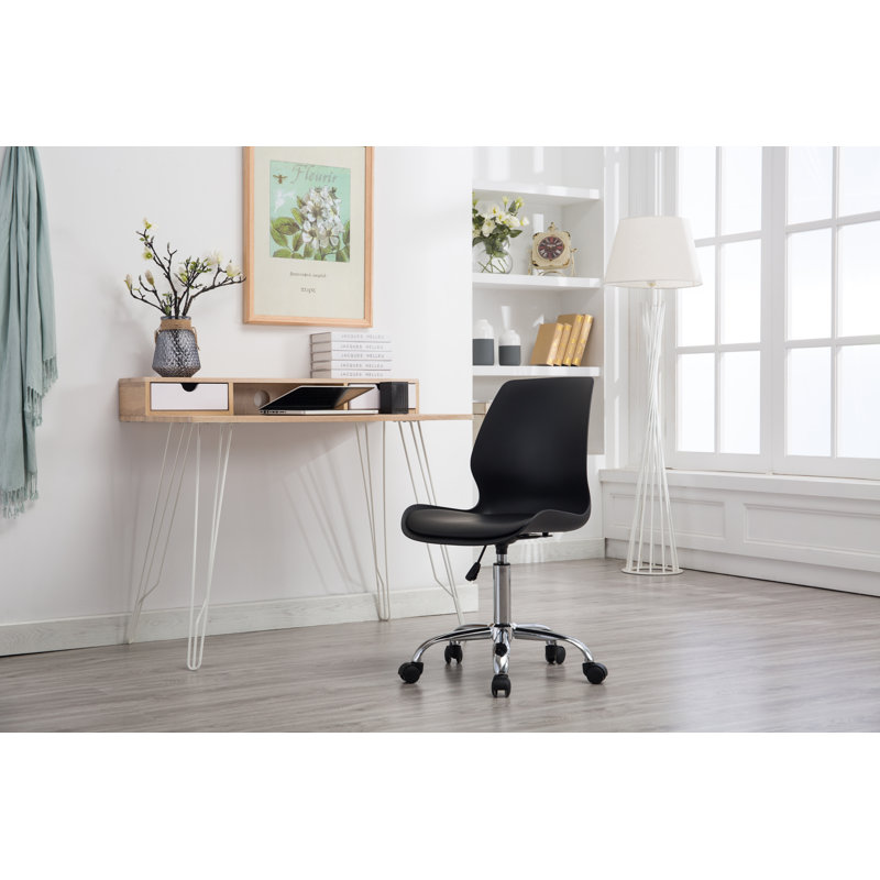 Chaise de travail pivotante rembourrée Cleome, Noir