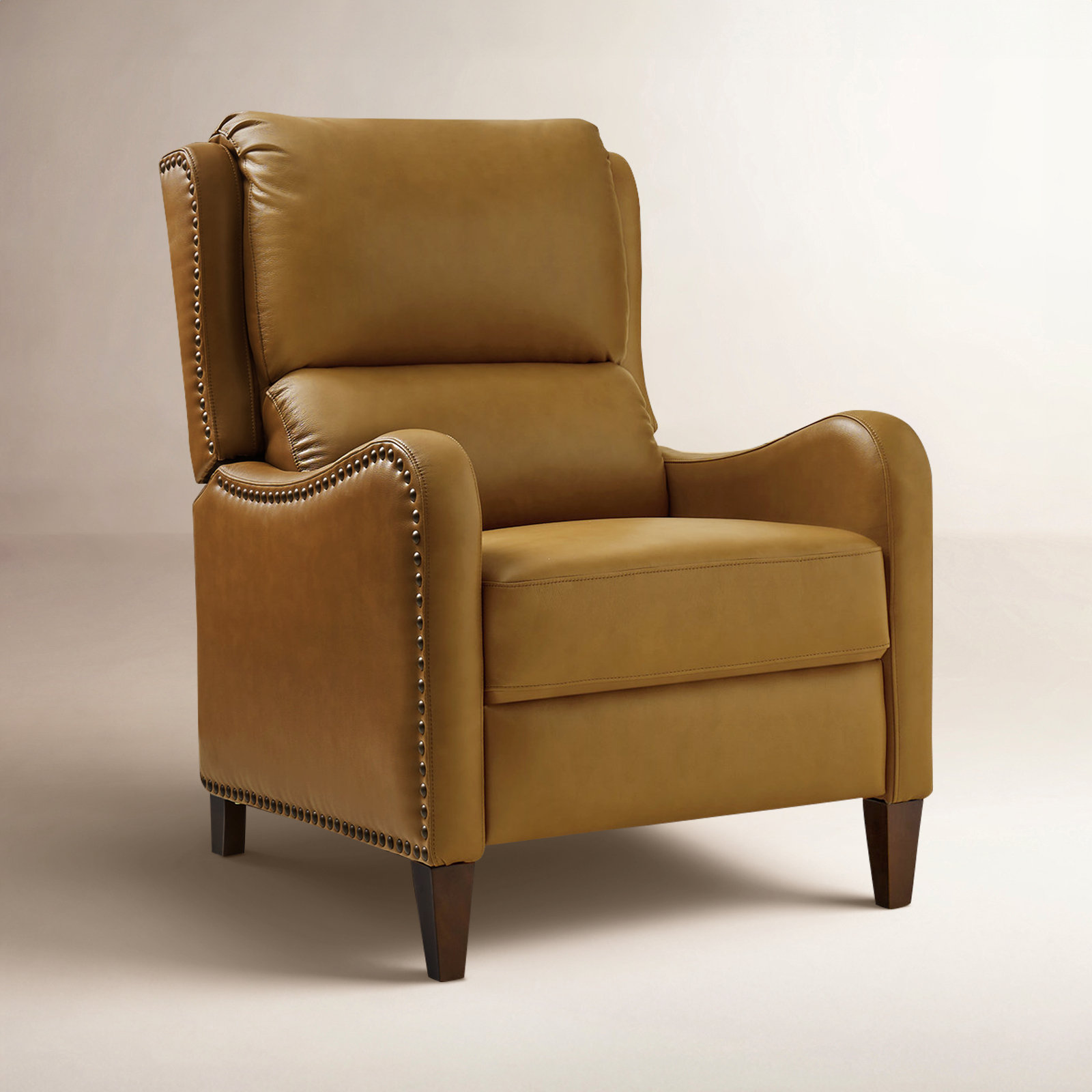 Beecher 28.75" Wide Genuine Leather Manual Club Recliner, Camel Top Grain Leather