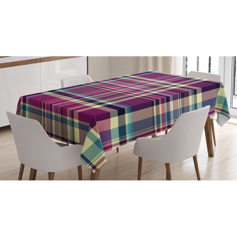Checkered Scotland in Abstract Tile Tablecloth, 84" L x 60" W