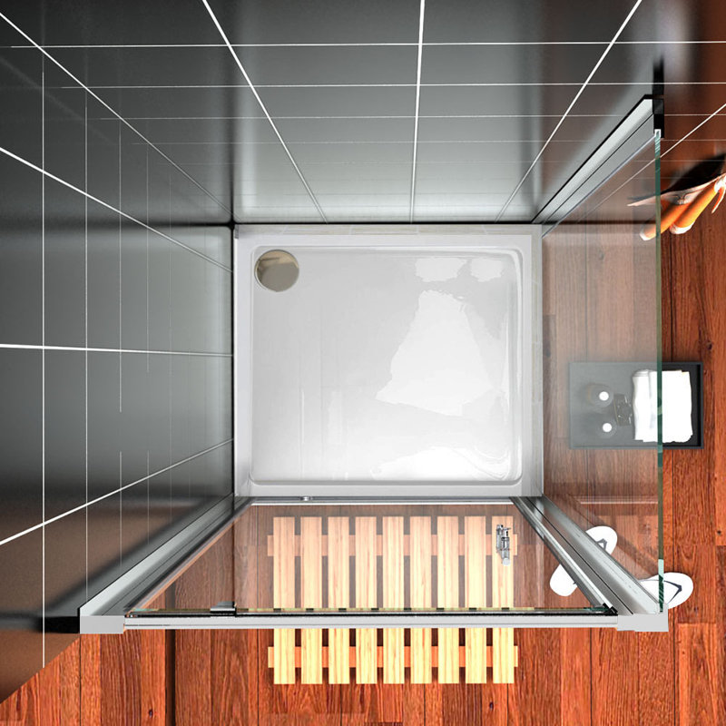 Piers Glass Square Shower Enclosure with Tray, 185 H x 76 W x 76 D