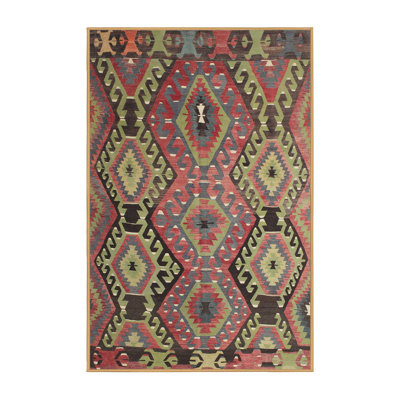 Tapis vert/rose traditionnel Santibanez