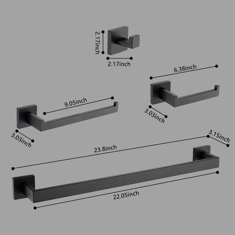 9 - Piece Bathroom Hardware Set, Matte Black