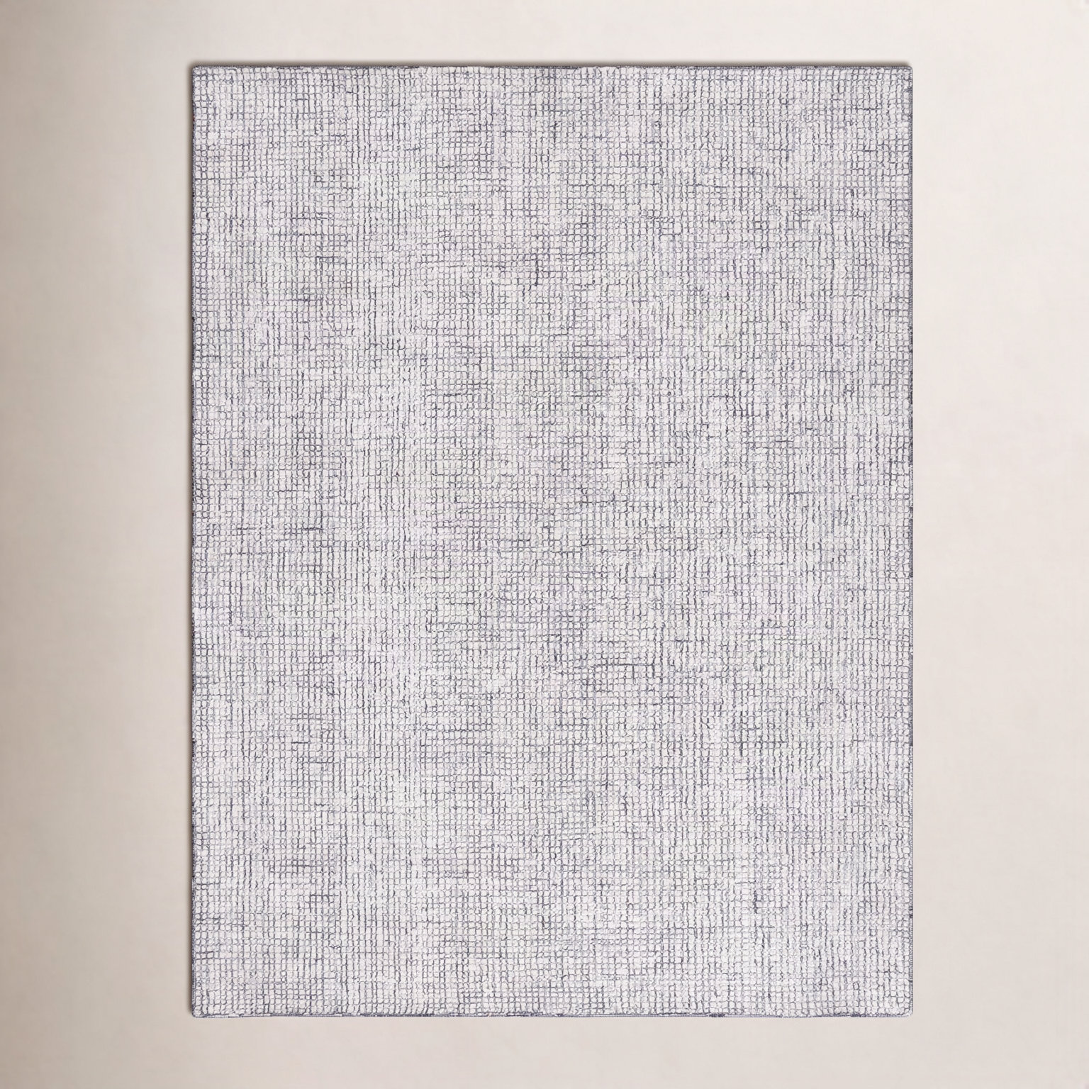 Rowe Ivory Black Hand-Tufted Checkered Rug, Rectangle 9' x 12'