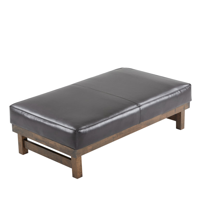 Cadell Upholstered Ottoman, Brown Faux Leather