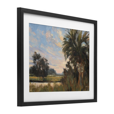 Palmetto Sunset Landscape Framed Print Under Glass, design by Carson Overstreet