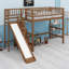 Lit mezzanine avec escalier de rangement, glissade et éclairage DEL-1629125194