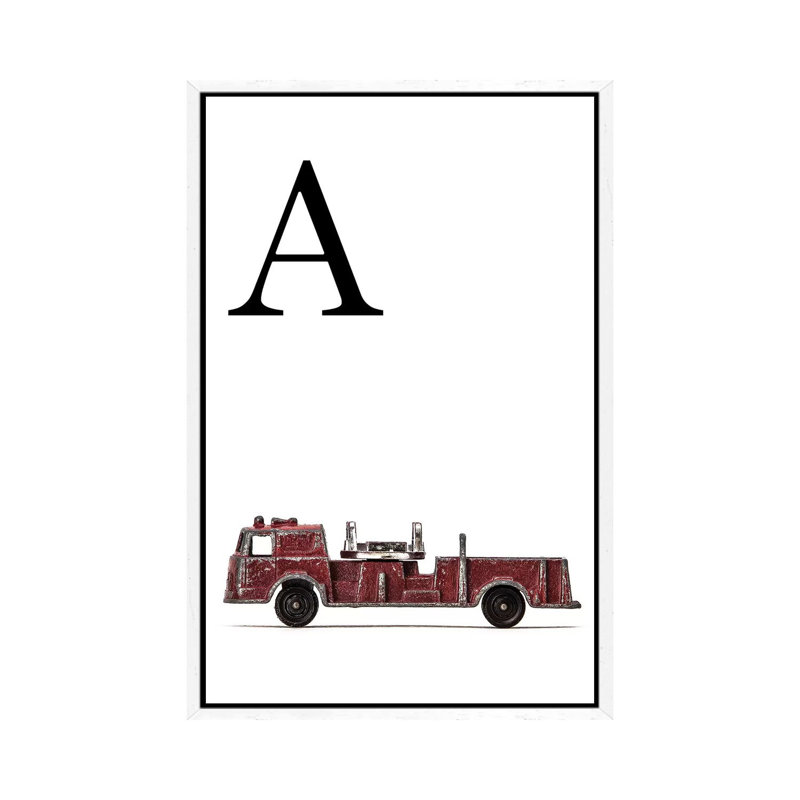 A Fire Engine Letter - Print on Canvas, 66.04 cm H x 45.72 cm W, White Framed