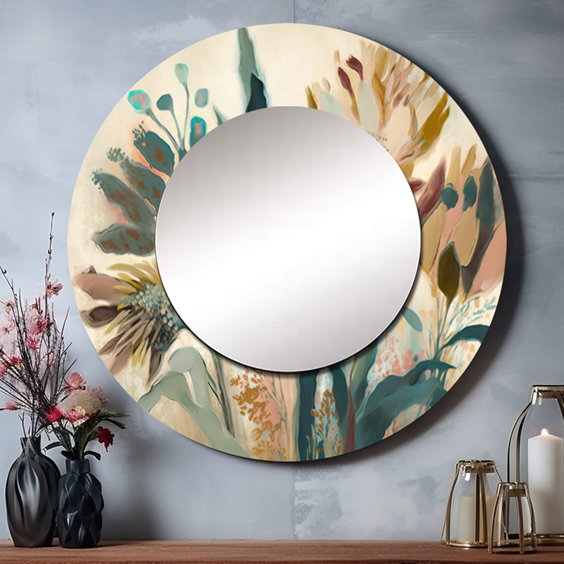 Scottland - Floral Round Mirror Wall Decor, 36" x 36"