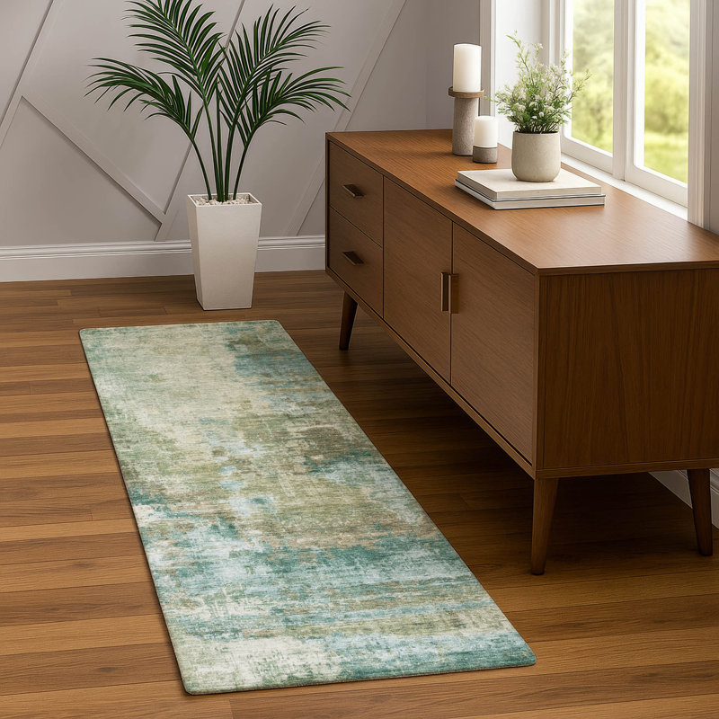 Machine Washable Indoor/Outdoor Efimenko ACN2300 Abstract Rug, Runner 2'3" x 7'6"