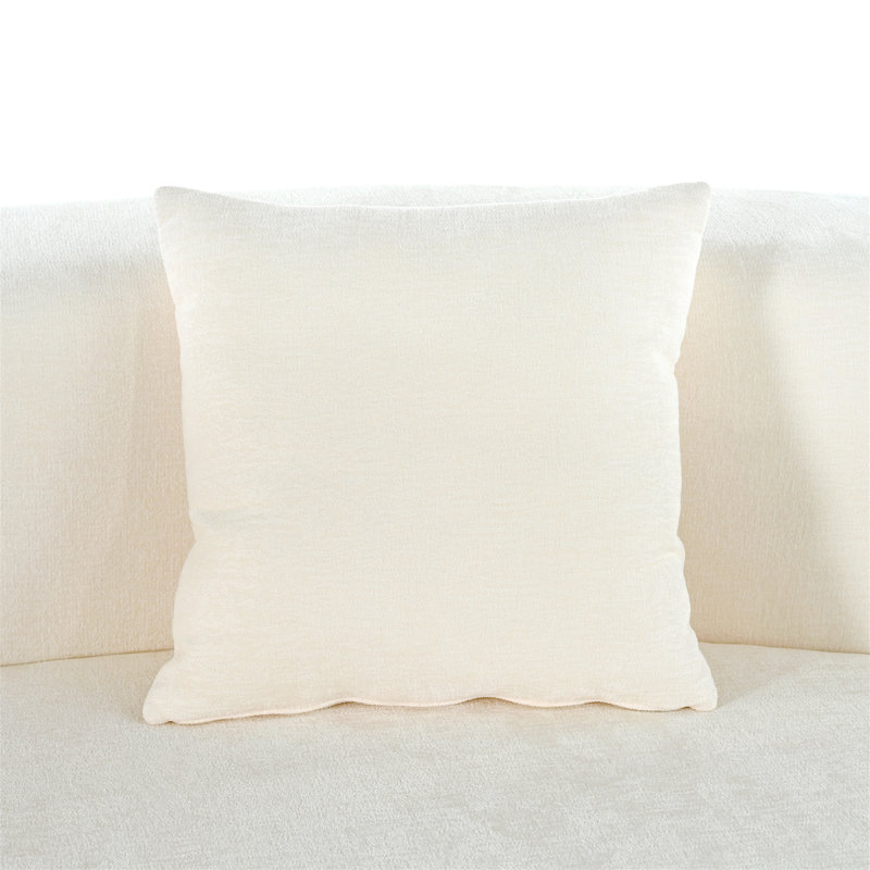 Canapé modulaire courbé sans os Vaili, Chenille beige, H 27 po x l 125,8 po x P 31,3 po