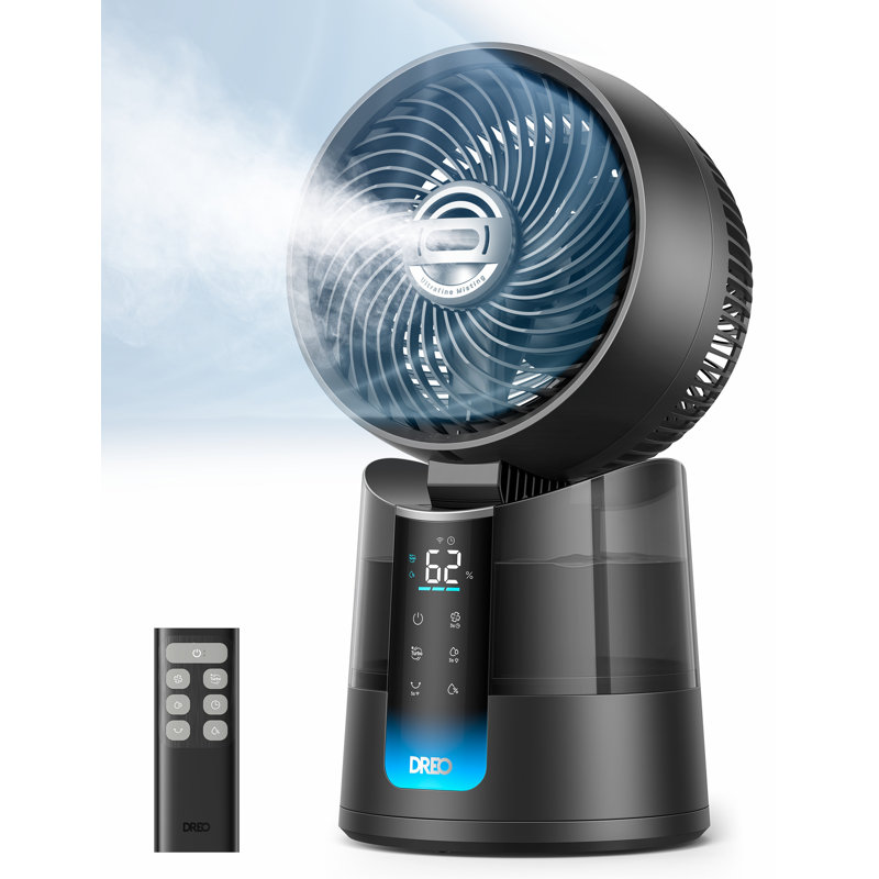 DREO Portable Evaporative Cooler Table Fan W/remote 6 Speeds 150° Oscillation 3 Modes 1.5l Water Tank 12h Timer, Grey