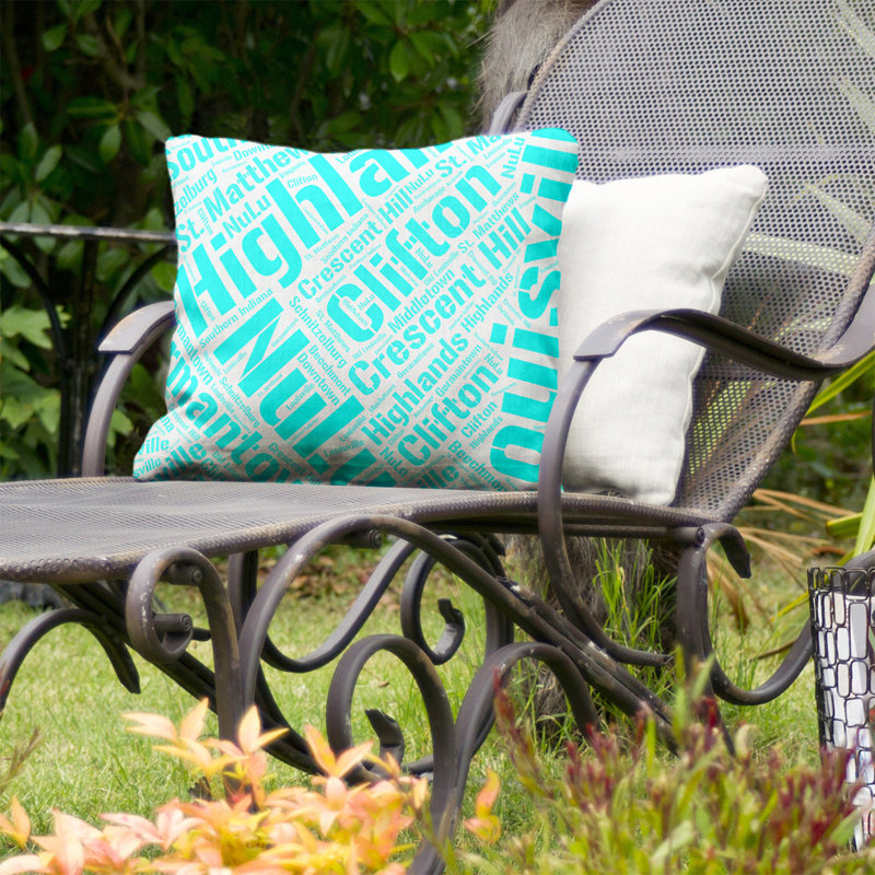 Coussin décoratif intérieur/extérieur louisville, H 16 po x l 16 po, Cyan, Oui
