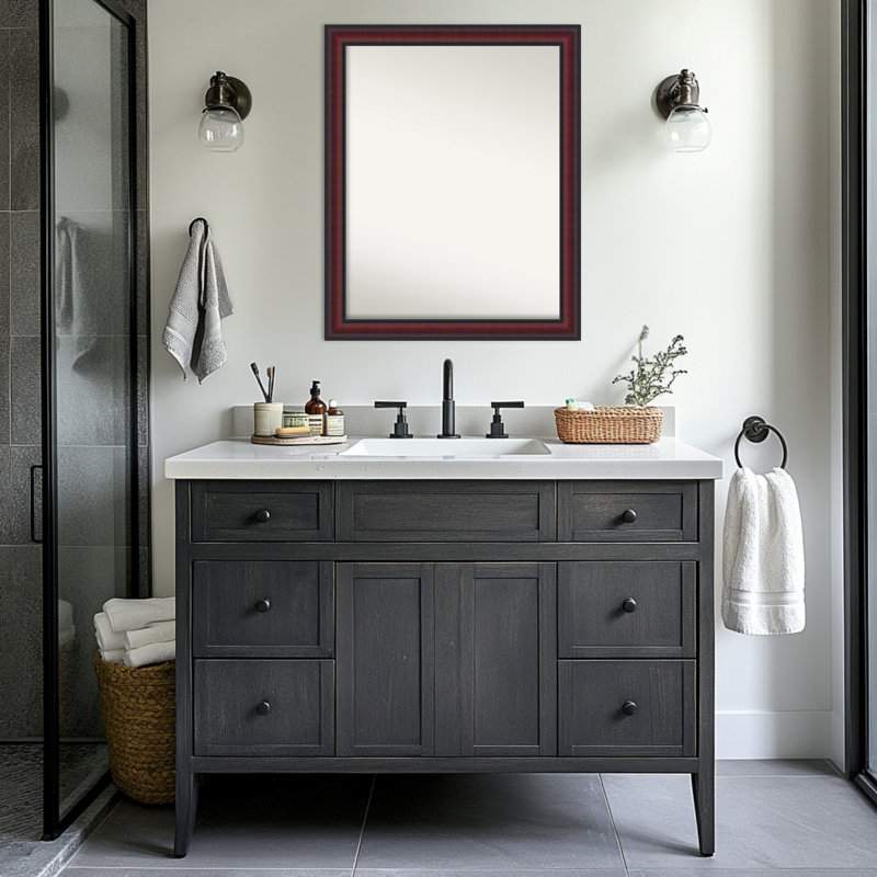 Miroir de salle de bain mural Dalat, 25,75 po x 31,75 po, Cerisier