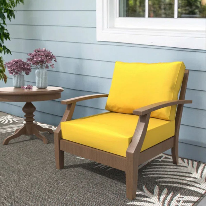 Sunbrella Outdoor Cushion, Seat/Back Replacement Cushion for Outdoor Furniture Arm Chair, Sunflower, 61cm W x 61cm D