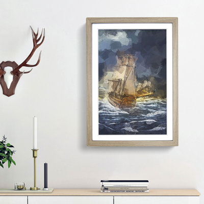 Naval Battle Ship at War in Abstract - Framed Print
