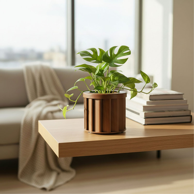 Pot rond Strata SM, Marron foncé