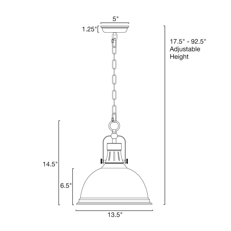 Luminaire suspendu en forme de dôme à 1 lumière Felio, Bronze huilé
