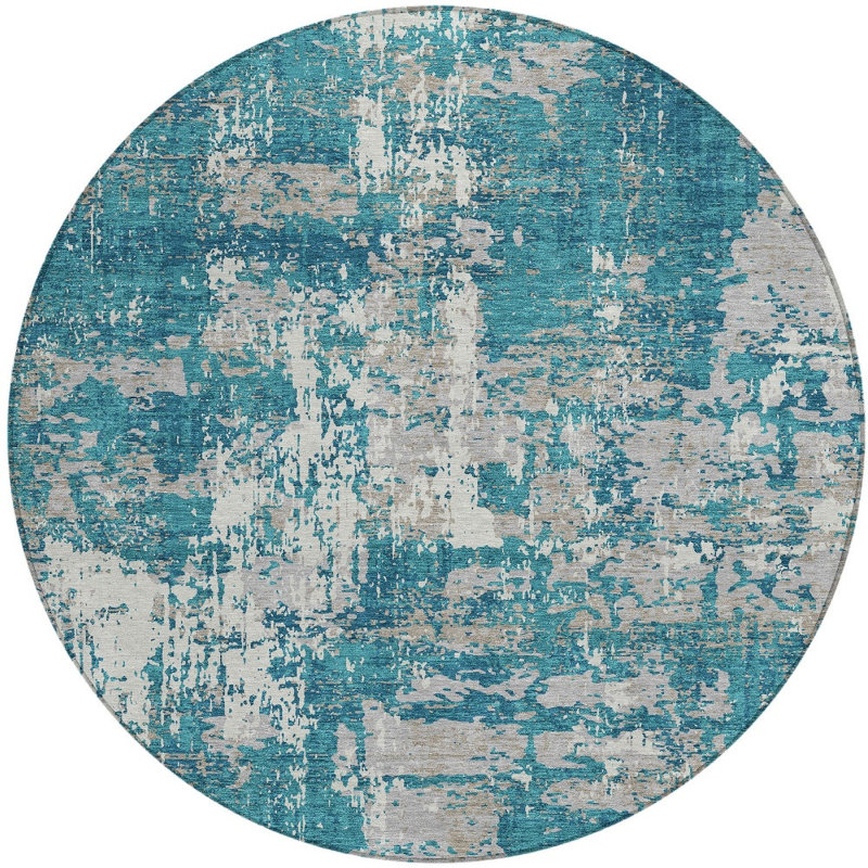 Tapis rond bleu 8 po