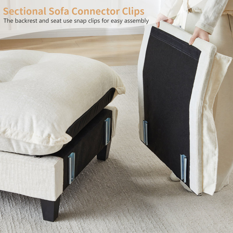 Canapé modulaire 108 po en chenille nuage, canapé 3 places avec coussin en treillis, canapé profond et confortable