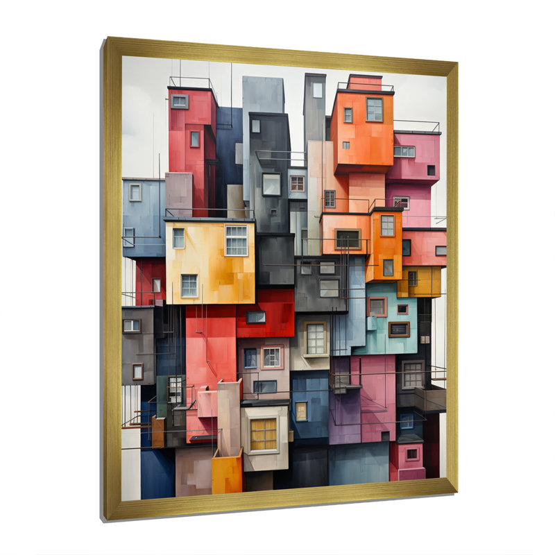 "Lamoyne Constructivism", reproduction sur toile, H 32 po x l 16 po x P 1 po, Encadrement doré
