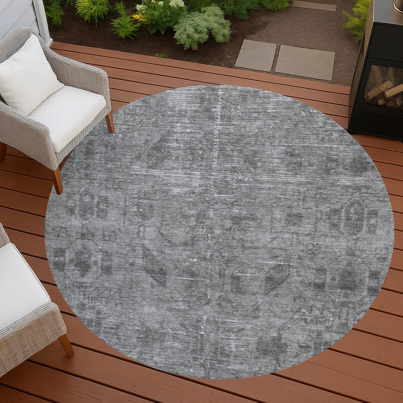 Tapis intérieur / extérieur gris Delaura , 8 pi x 8 pi
