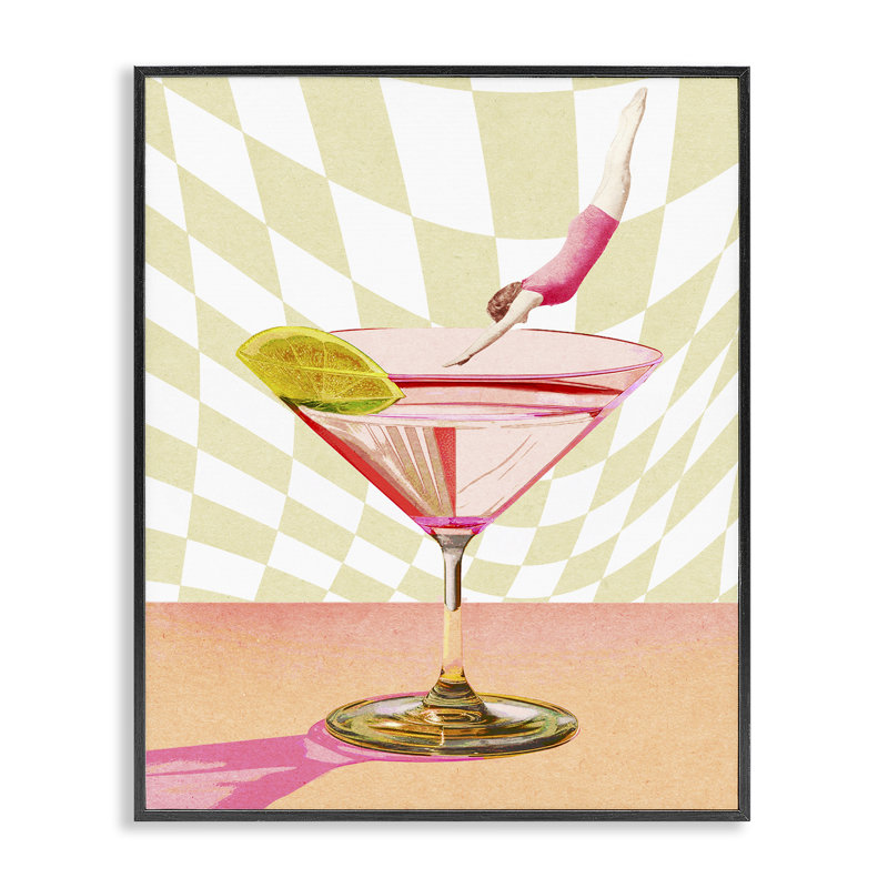  Plongée dans un cocktail, estampe numérique de Daphne Polselli, H 20 po x l 16 po, Giclée encadrée noir minuit