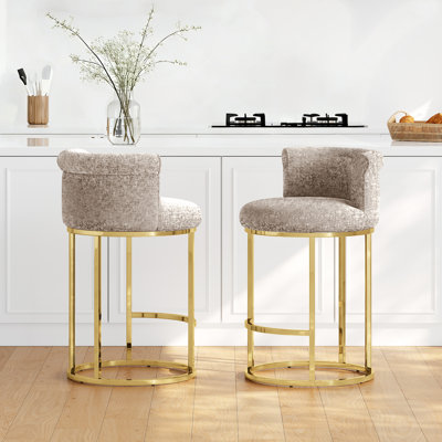 Tabourets de bar modernes à hauteur de comptoir, tabourets de comptoir rembourrés en tissu (ensemble de 2)