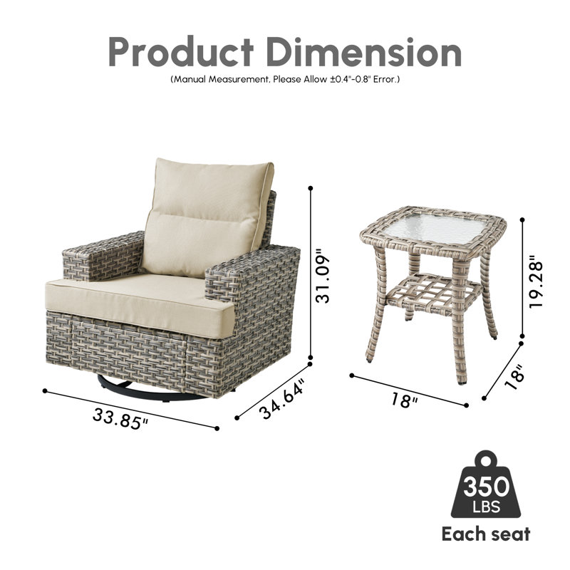 Ensemble de chaises berçantes Wahkon, Beige