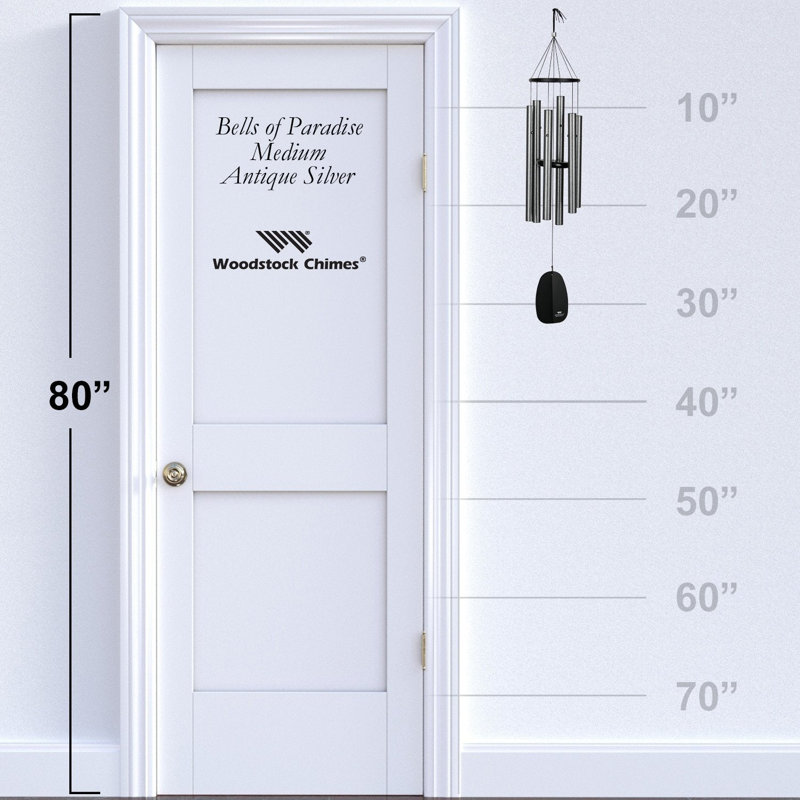 Carillon Bells of Paradise ™, H 32 po x l 15 po x P 6,5 po, Argenté / blanc