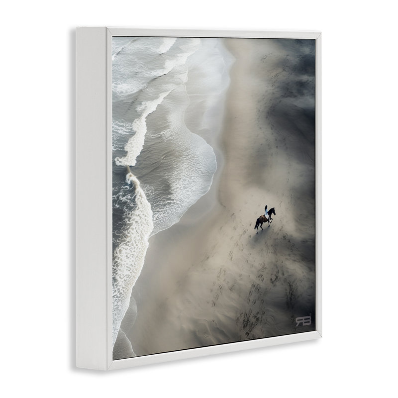 Vue aérienne de la plage vue par estampe numérique par RB, Estampe numérique encadrée blanc bord de mer, H 24 po x l 24 po